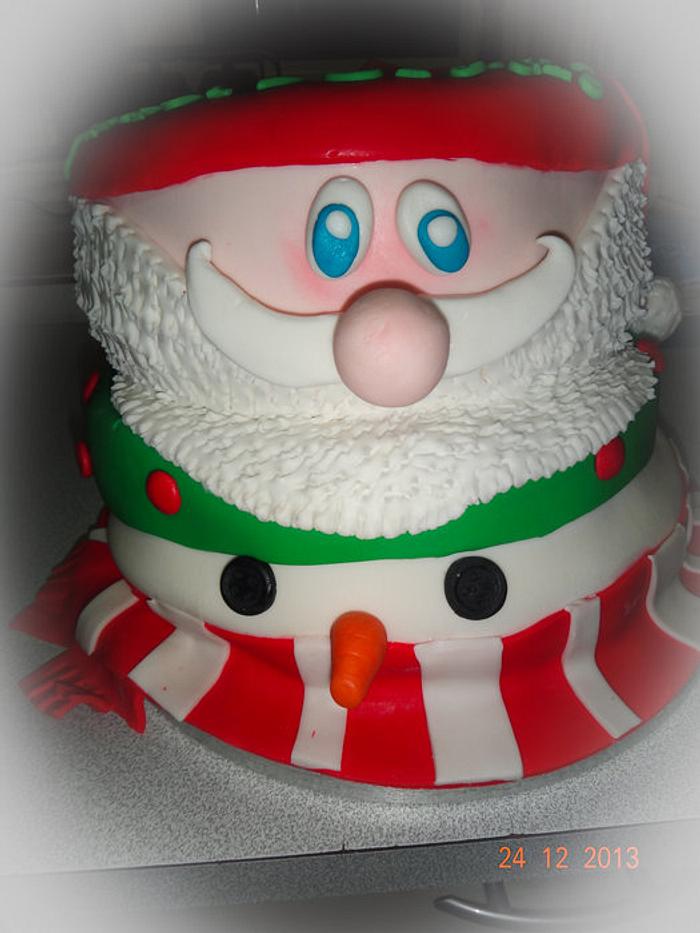 Santa and Snowman cake