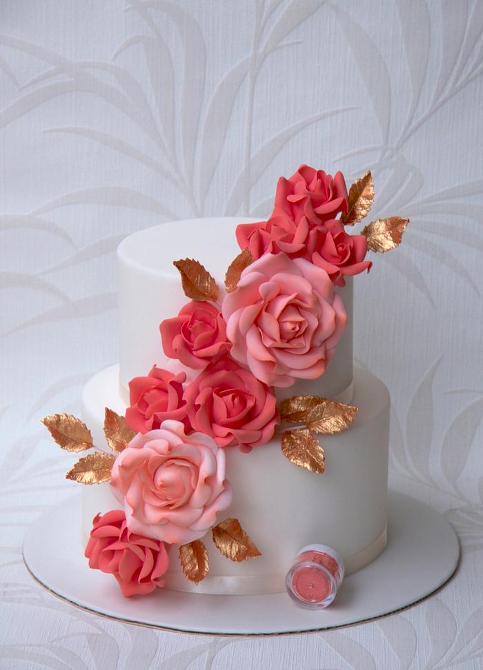 Coral wedding cake