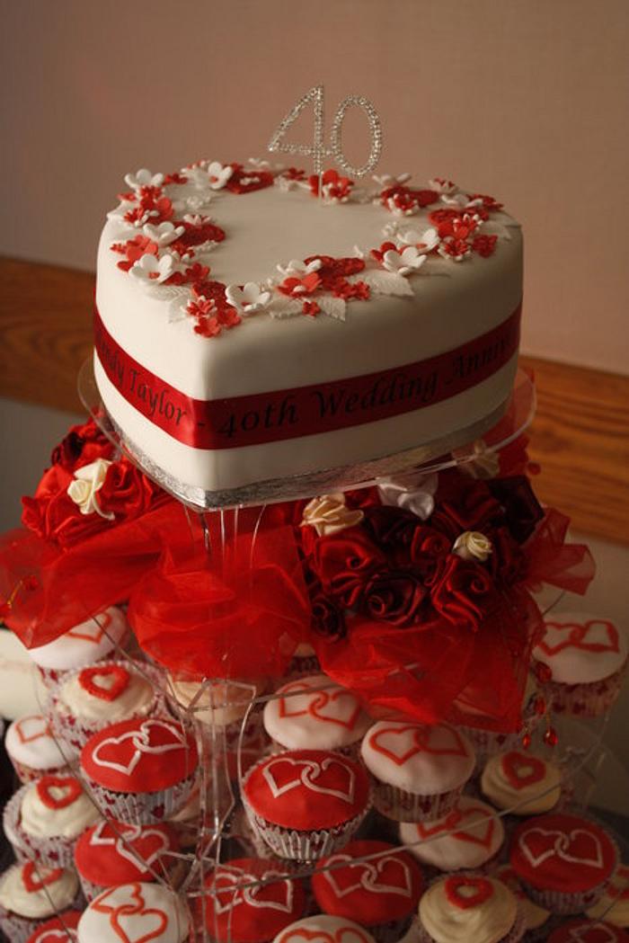 40th (Ruby) Wedding Anniversary Cake