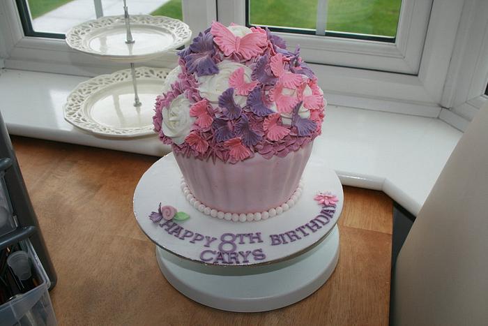 Giant Cupcake with Frilly Butterflys 