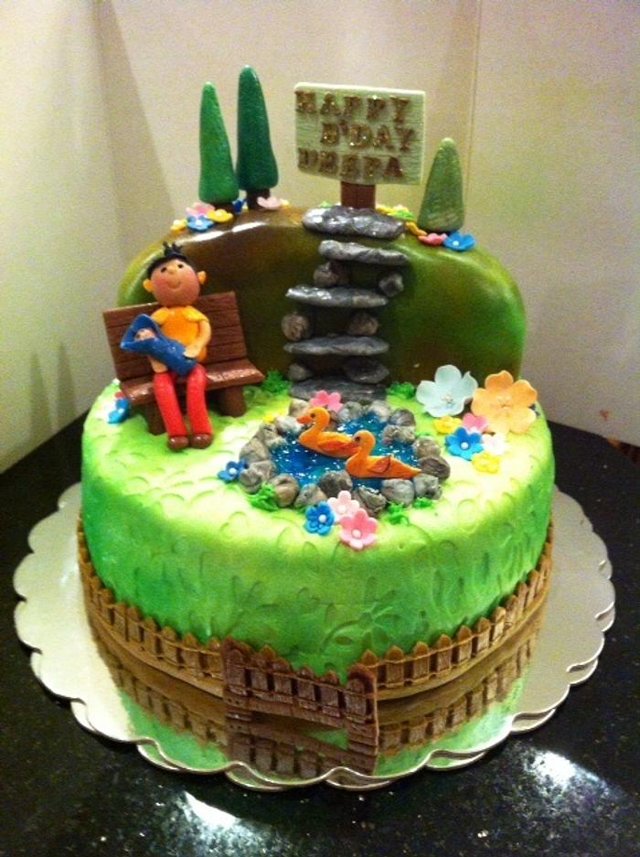 A stroll in the park birthday cake