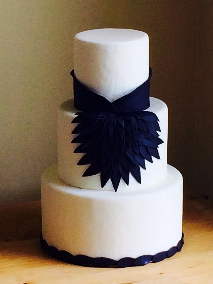Black and white wedding cake