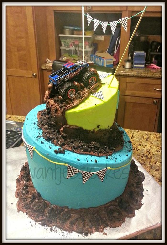 Monster truck birthday cake