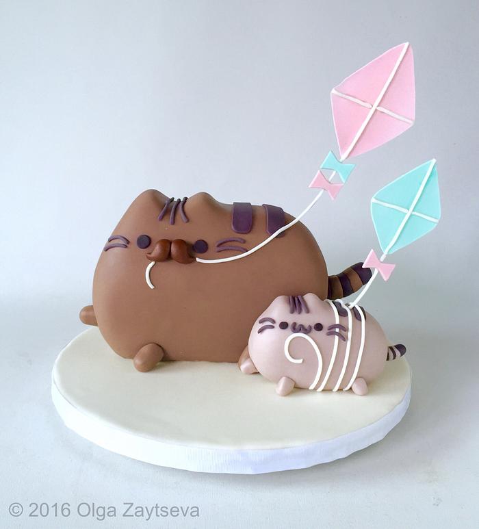 Sandy's Cakes - Charlotte's 8th birthday cake was design by herself. She  had her heart set on a Pusheen cat with rainbow tail, mane and a party hat  sitting pretty in a