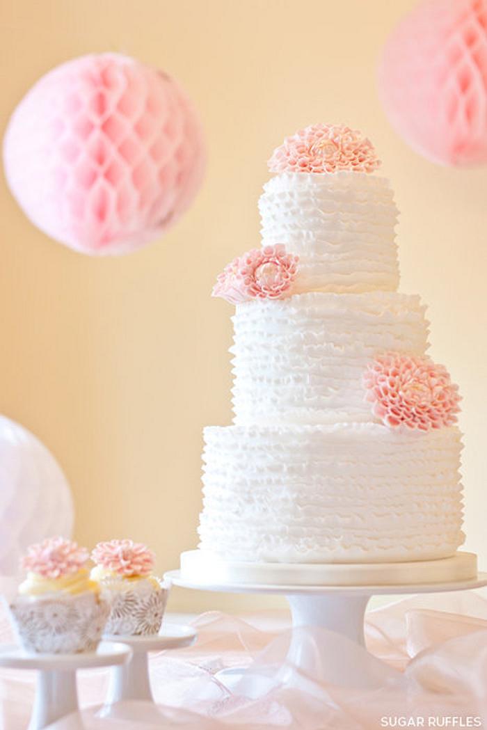 Ruffles & Dahlia Wedding Cake
