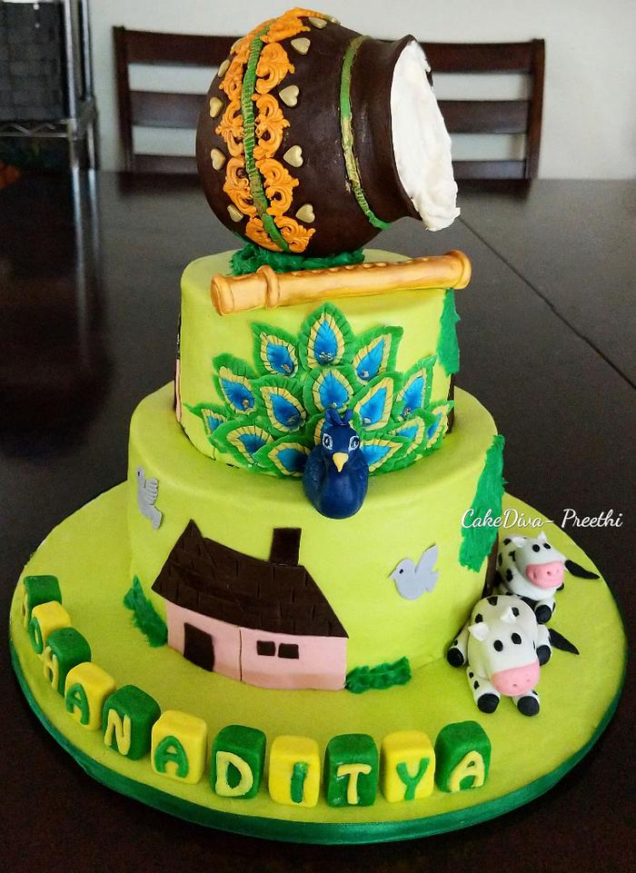 Krishna themed cake