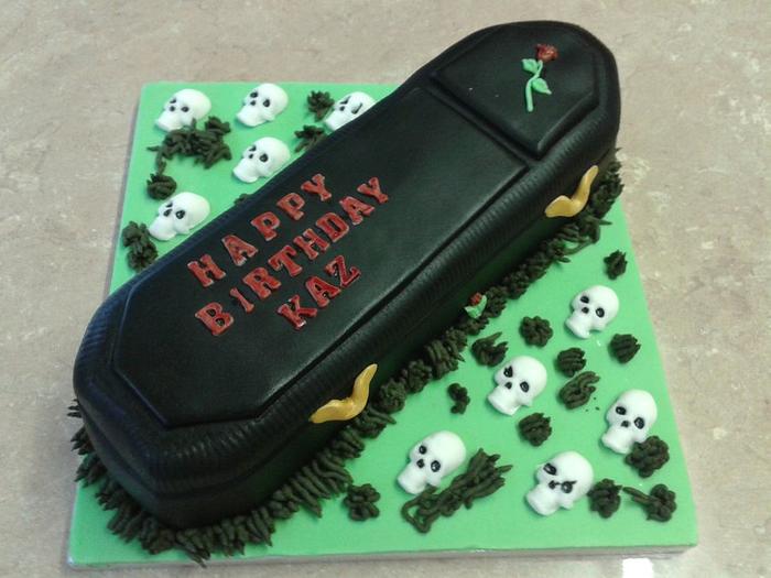 Large coffin Birthday cake