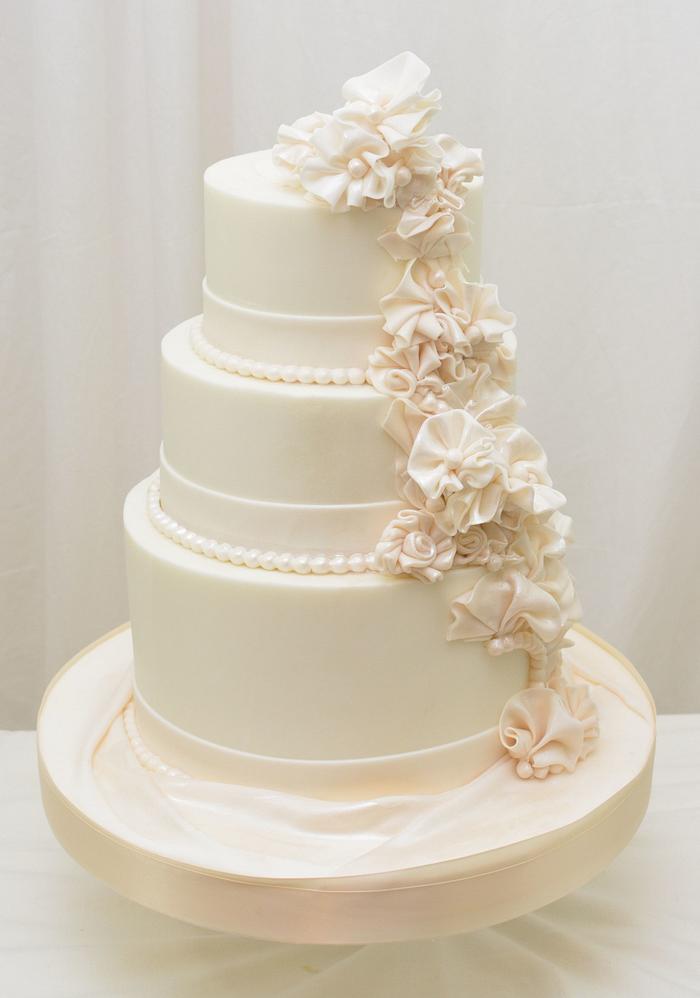  White Wedding Cake With Ruffles