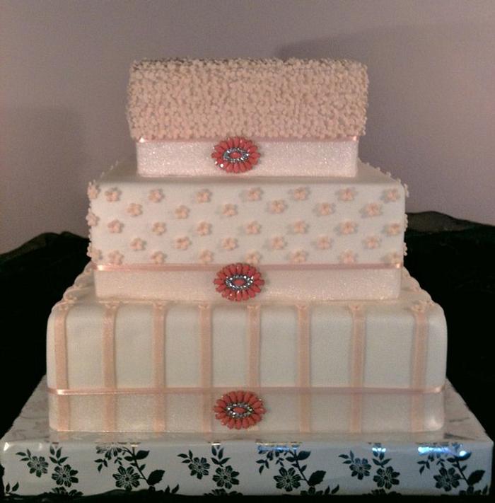 Apricot Accents Wedding Cake