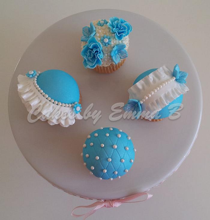 Pretty Blue and White Cupcakes