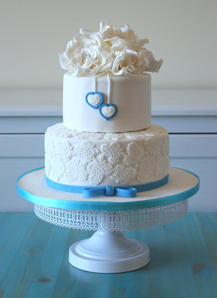 "Something blue" wedding cake