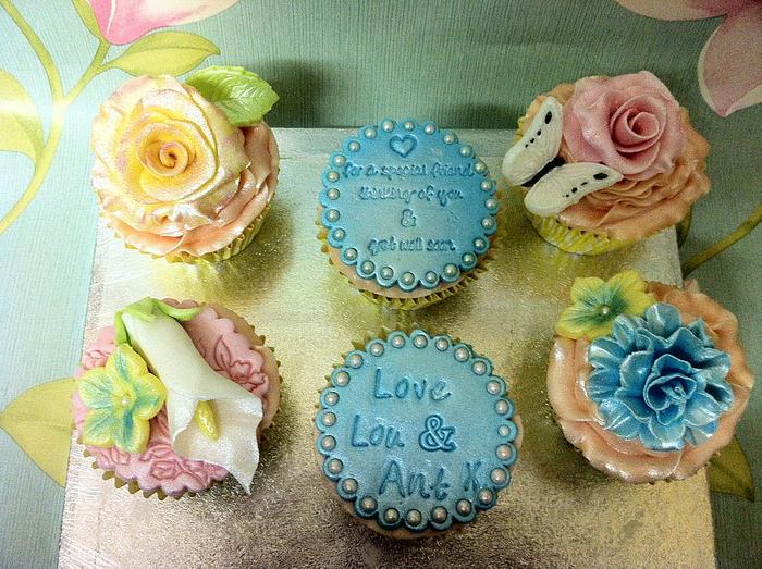Get well soon floral cupcakes x