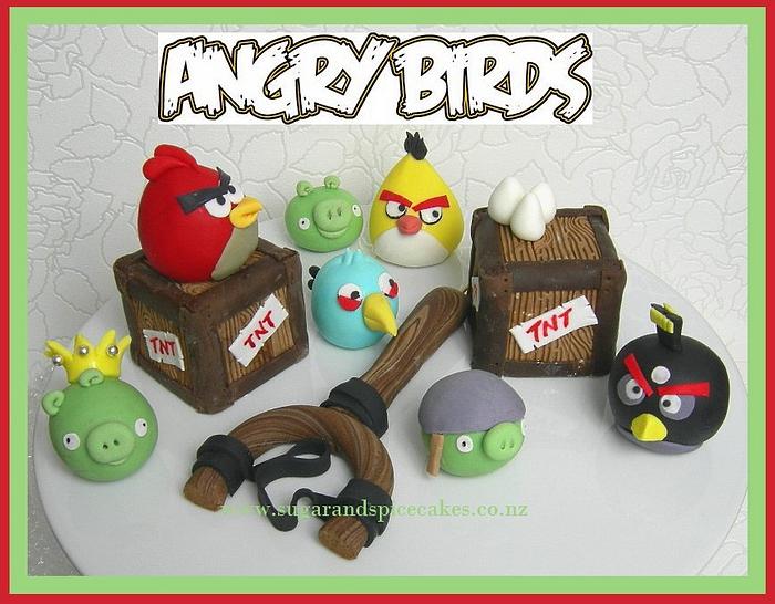 "No one steals them Eggs!!" - Angry Birds Cake Toppers ~ 