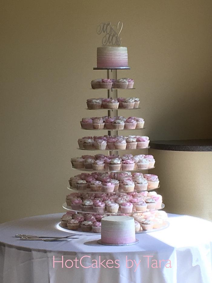 Pink Ombré Cupcake Wedding 