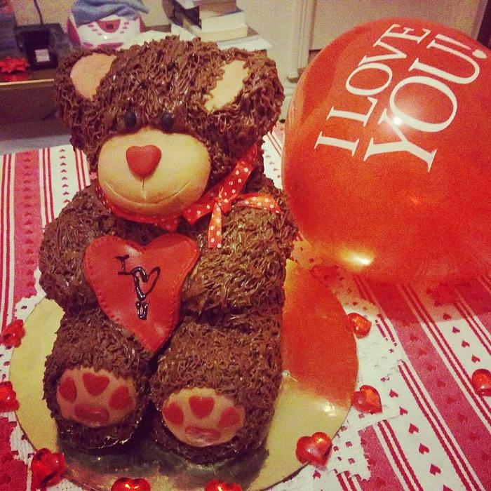 3D teddy cake for Valentine's day