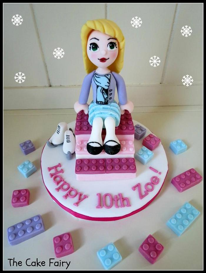 Lego Friends Ice skating cake topper