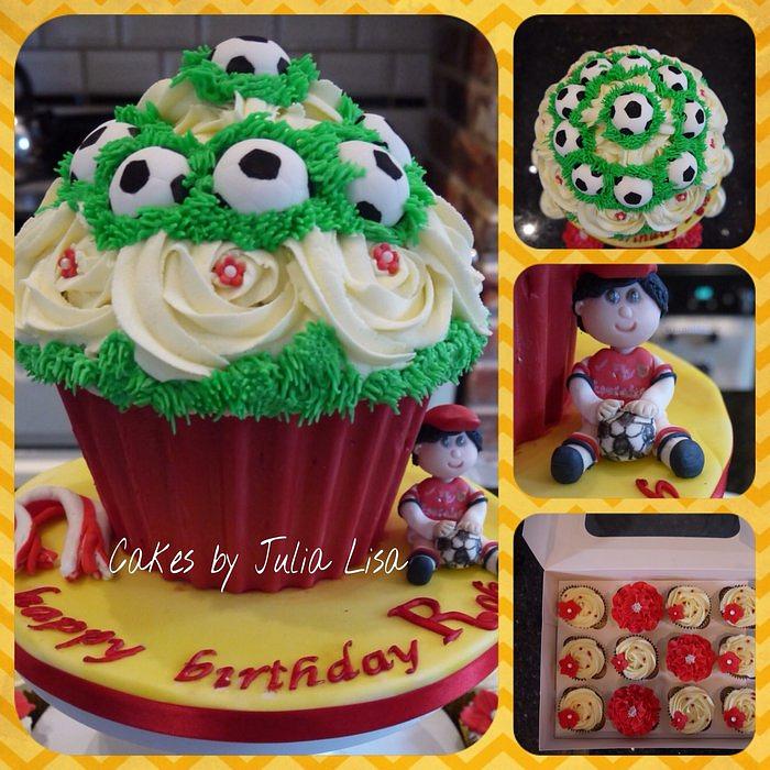 Arsenal themed giant cupcake