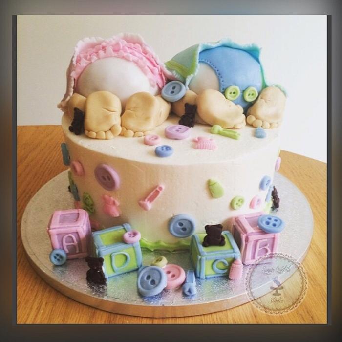 Double baby shower cake 
