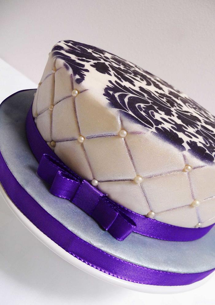 Deep Purple Damask Cake
