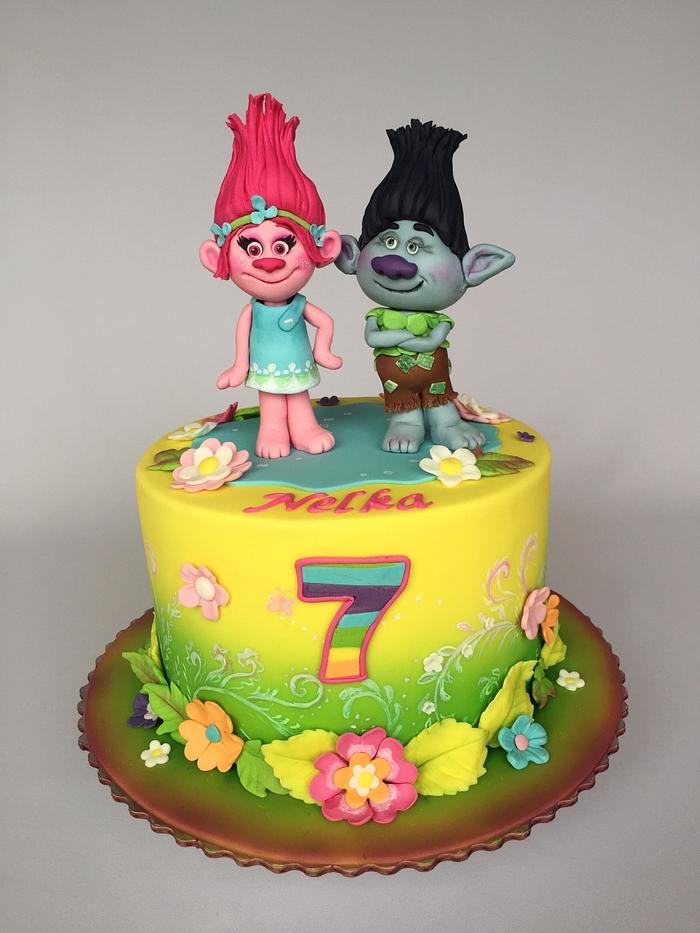 Trolls birthday cake 