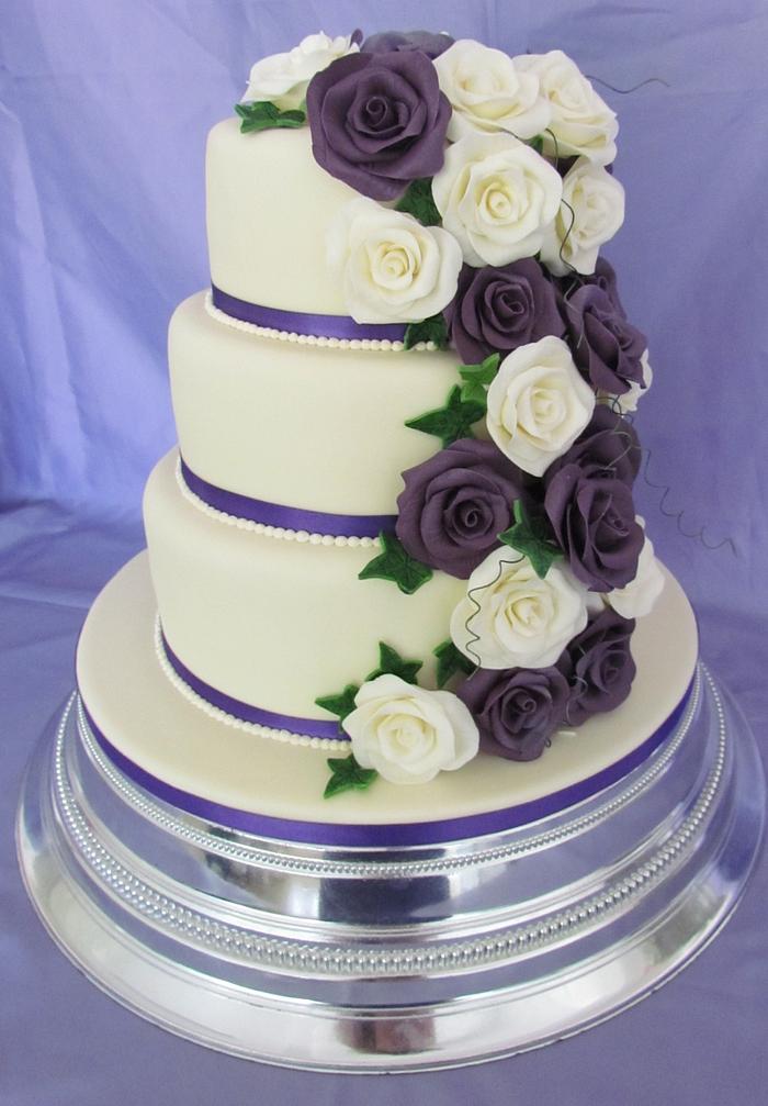 Purple and Ivory wedding cake