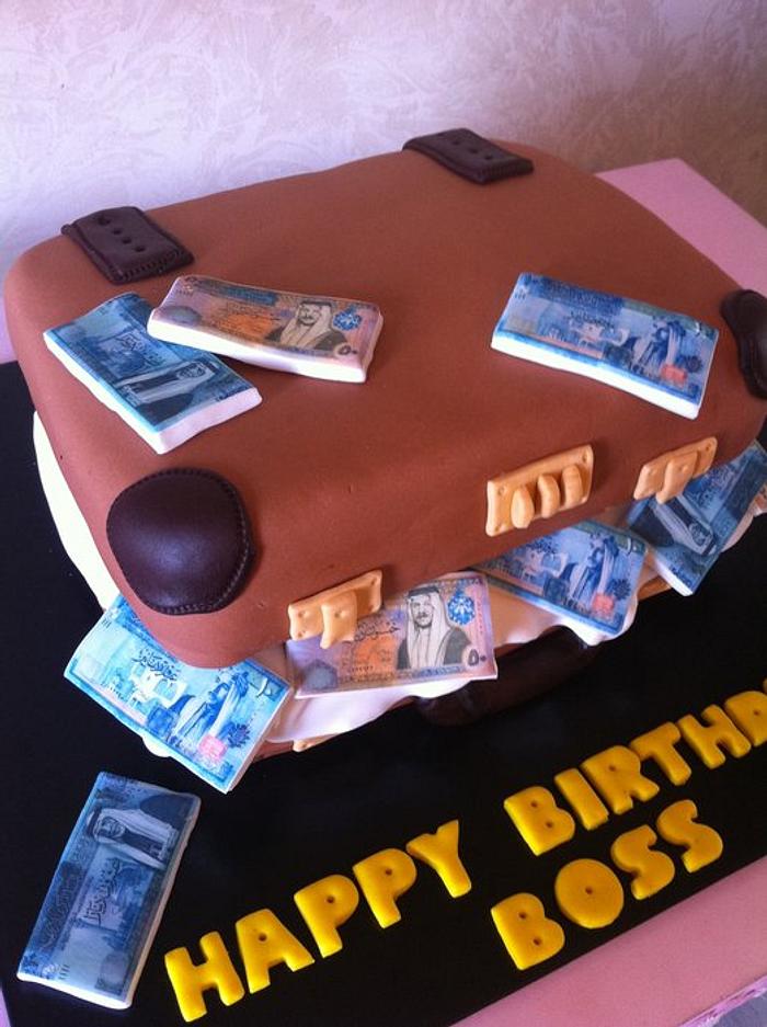 Money suitcase cake for boss birthday كيكة حقيبة مال