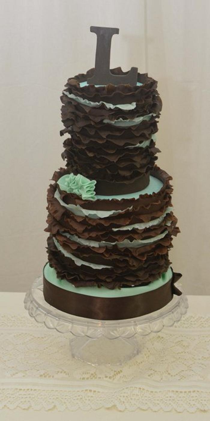 Chocolate Brown and Mint Ruffles