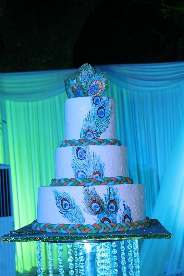 peacock themed cake