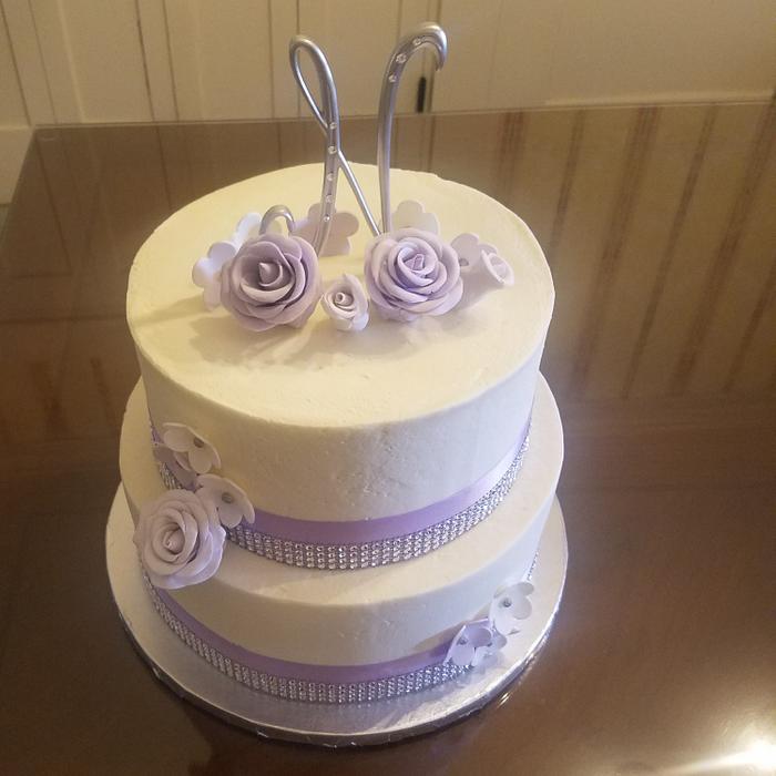 Purple bling wedding cake 