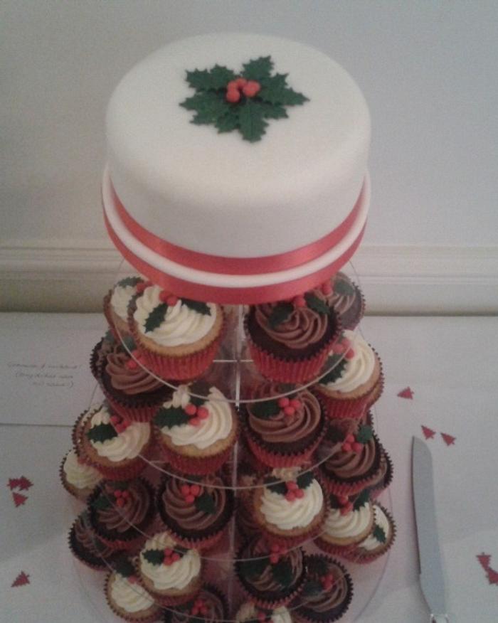 Holly Wedding cake & Cupcakes