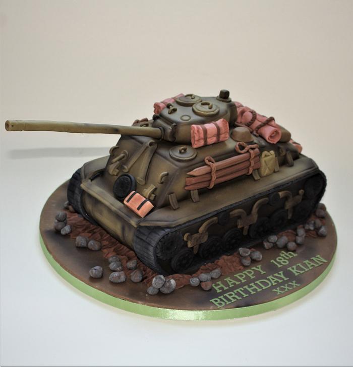 The M4A3E8 Fury tank birthday cake