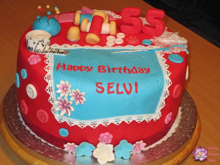 Sewing themed cake