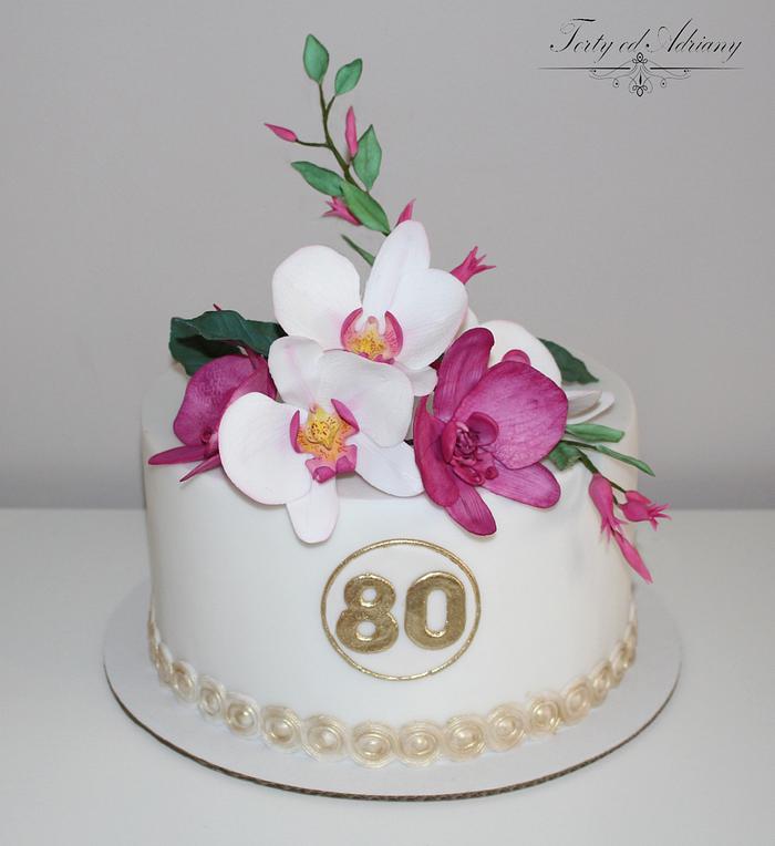 birthday cake with orchid