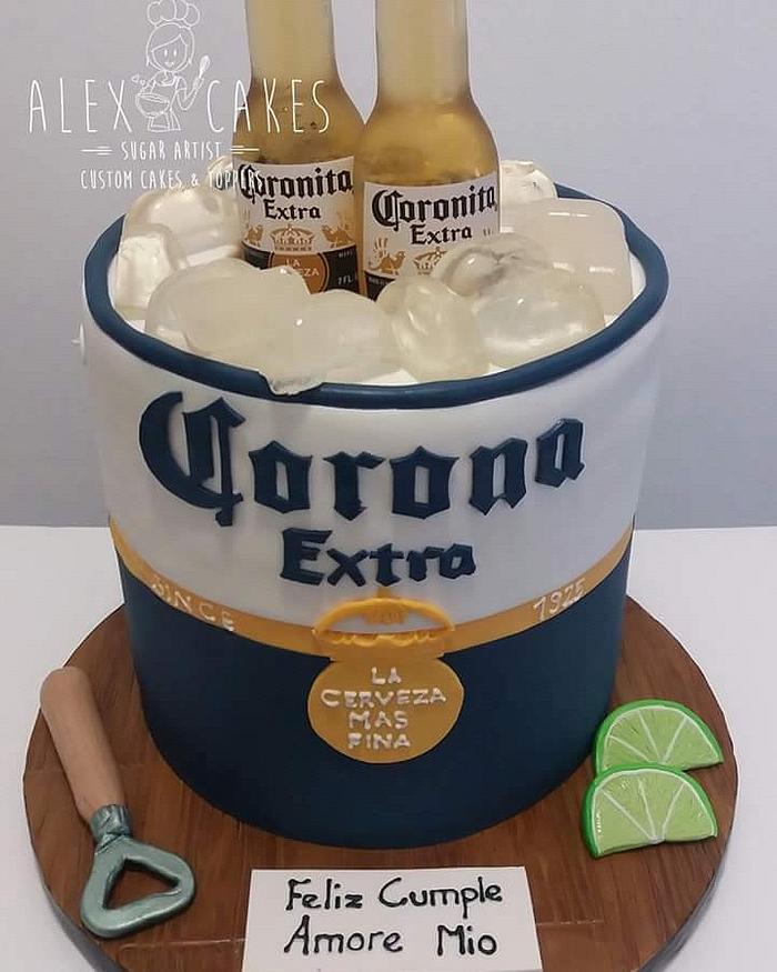 Corona beer bucket cake