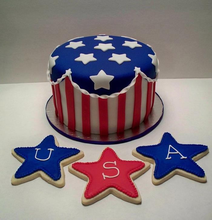 4th of July Cake and cookies