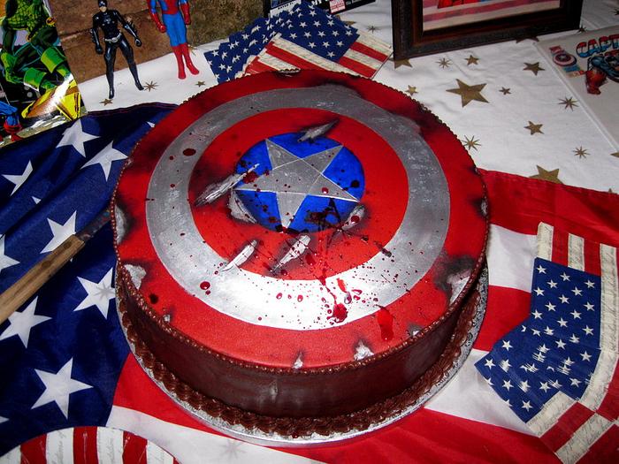 Captain America shield cake