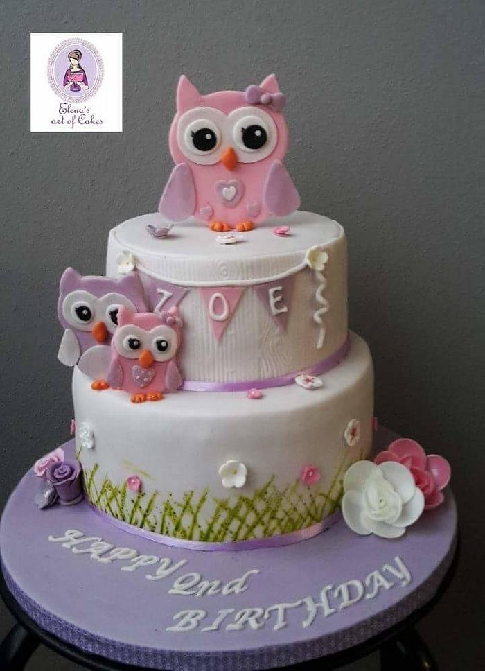 Owl family cake