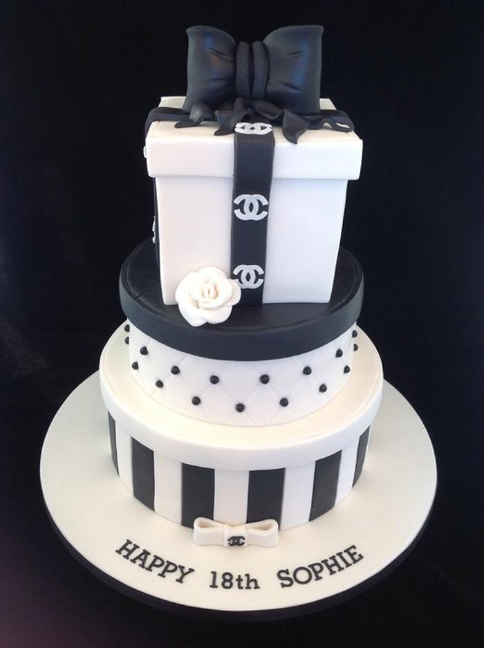 Black and White Hat Box/Gift Box Cake