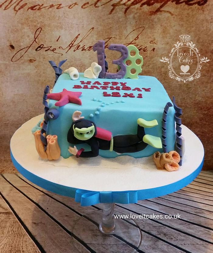 Scuba diver cake