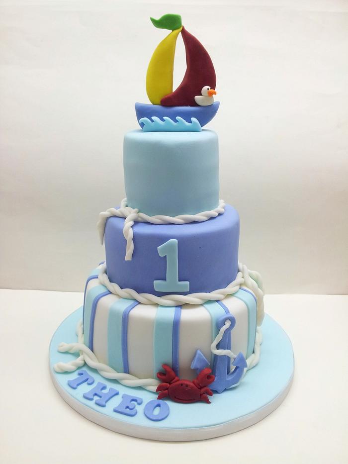 Nautical Themed 1st Birthday Cake
