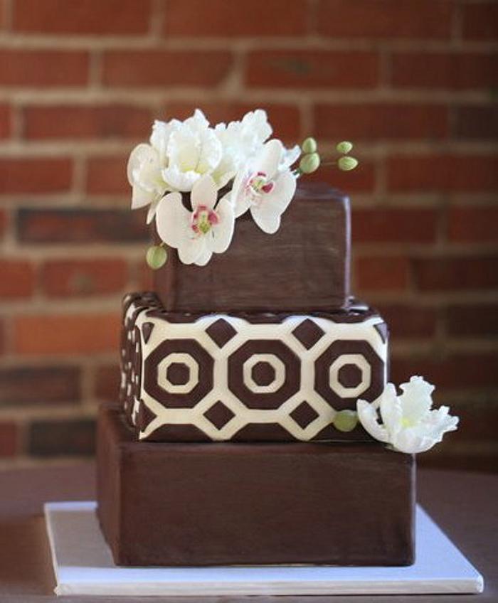 Square 2 tier whipped cream wedding cake | Cream wedding cakes, Wedding  cakes, Tiered wedding cake