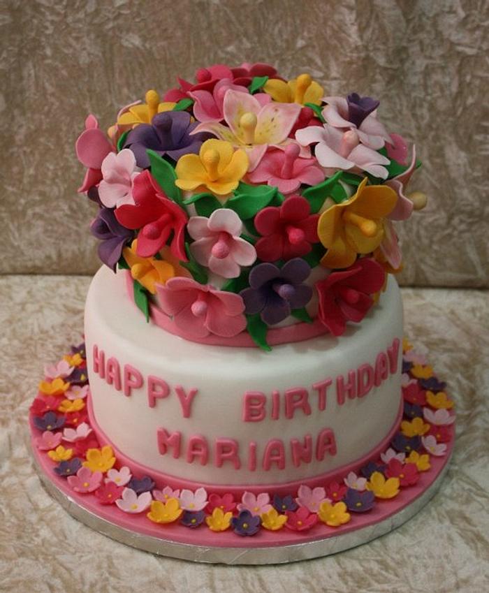 Hawaiian flowers cake