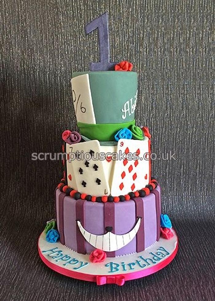 Alice in Wonderland Themed Birthday Cake 