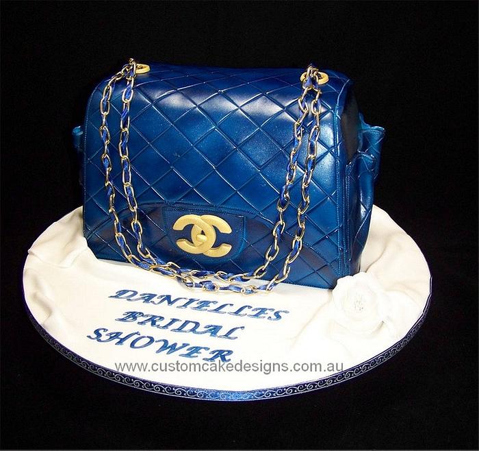 Blue Chanel Handbag Cake