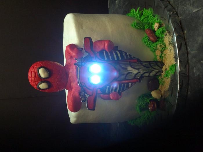Spiderman with his brights on