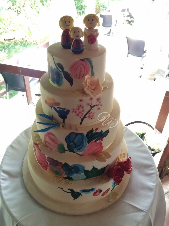 Hand painted Wedding Cake