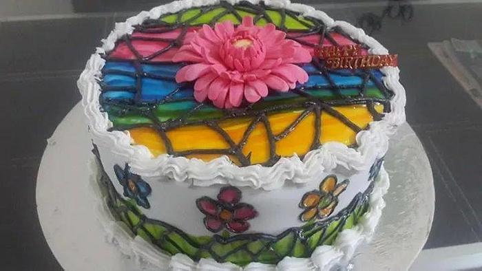 Stained Glass Painted Cake
