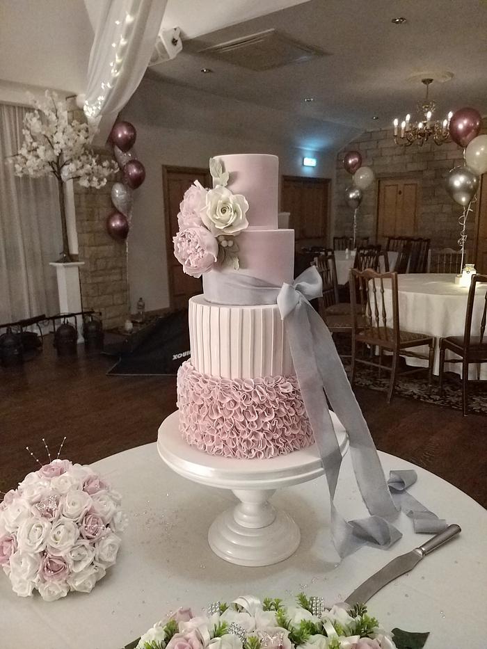 Dusky pink wedding cake