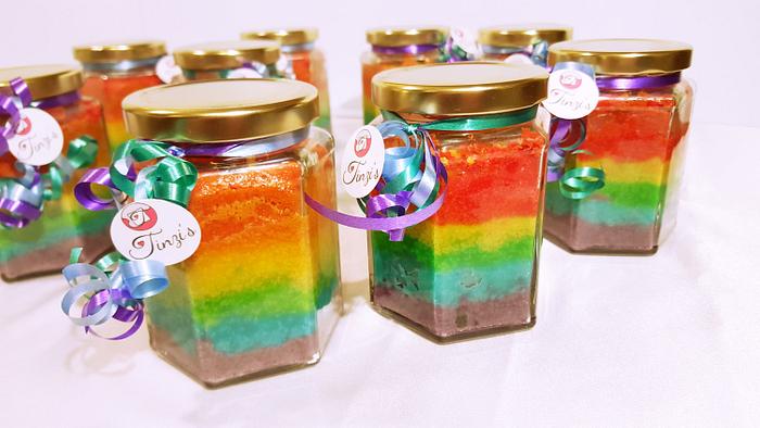Rainbow Cakes in a Jar