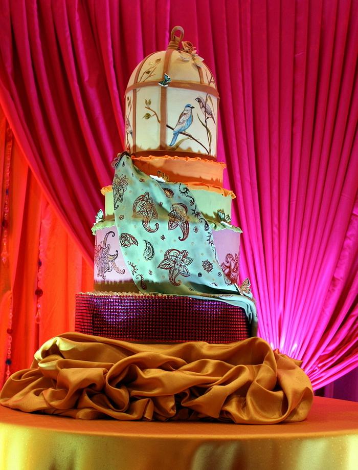 Moroccan Bird Cage and Tapestry Cake